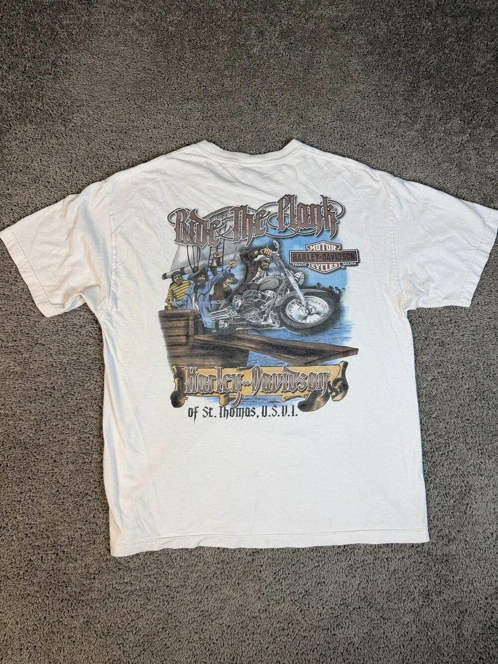 VTG Harley-Davidson Shirt Mens XL White Ride The Plank St. Thomas USVI T-Shirt